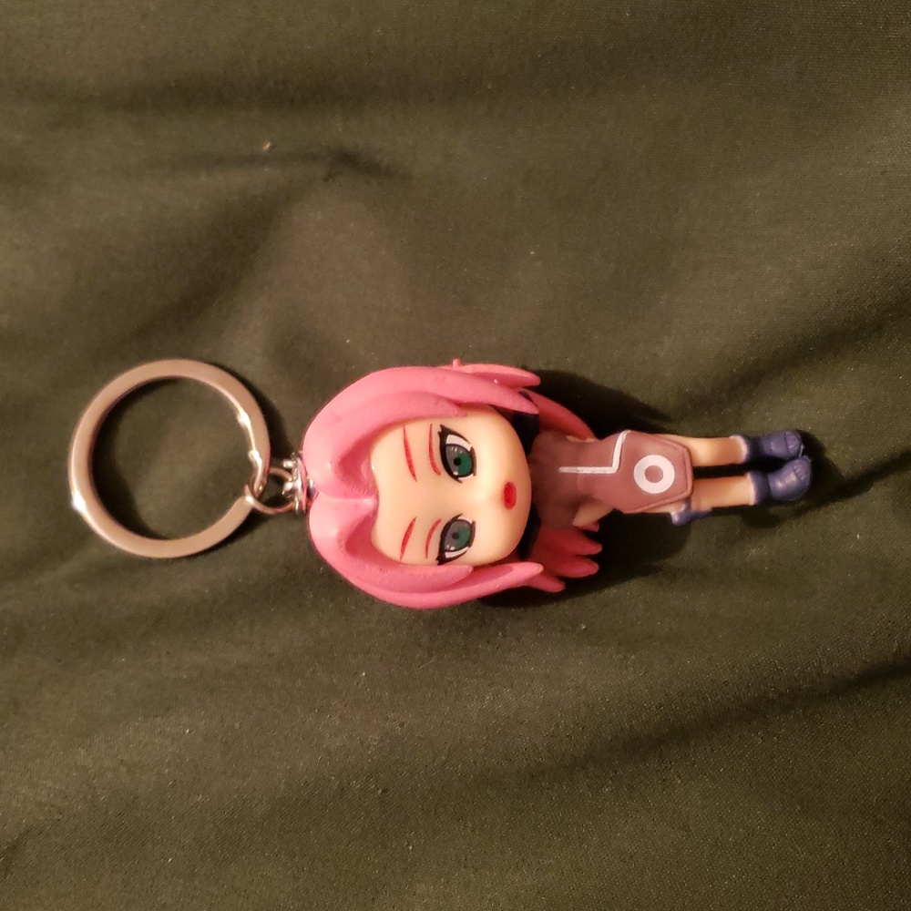 Chibi Sakura Naruto Anime Keychain Pink Girl Figurine Accessory